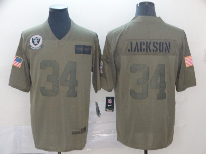 Men Oakland Raiders #34 Jackson Nike Camo 2019 Salute to Service Limited NFL Jerseys
